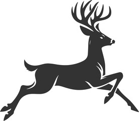 Black roe deer wild animal vector drawing silhouette