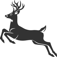 Black roe deer wild animal vector drawing silhouette