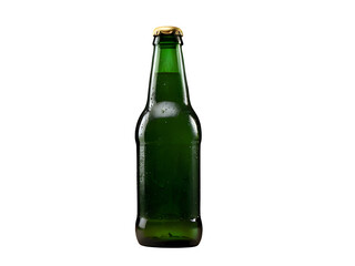 Green bottle of beer isolated on transparent background. Generated with AI


