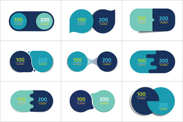 Two elements banner. 2 steps design, chart, infographic, step by step number option, layout.