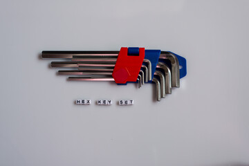  Hex Key Set on White Background with name