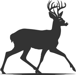 Black roe deer wild animal vector drawing silhouette