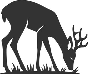 Black roe deer wild animal vector drawing silhouette