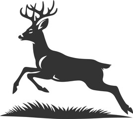 Black roe deer wild animal vector drawing silhouette