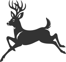 Black roe deer wild animal vector drawing silhouette