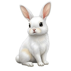 Fototapeta premium Cute White Bunny PNG, Realistic Rabbit Clipart with Transparent Background .