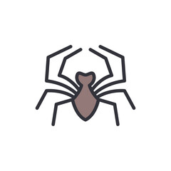 Stylized Spider Illustration With Defined Outlines On Transparent Backdrop