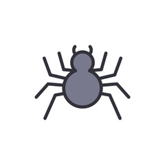 Simple Graphic Of A Gray Spider With Thick Lines On A Transparent Background
