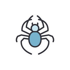 Cute Cartoon Spider With Blue Color On A Transparent Background
