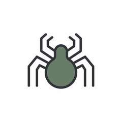 Simple Isolated Illustration Of A Green Spider With Eight Legs