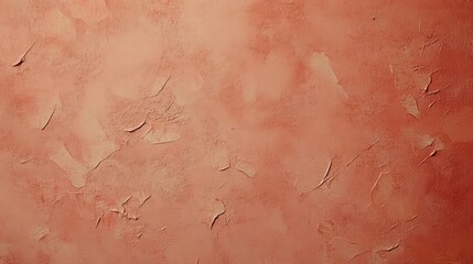 Fototapeta premium close-up of a textured wall with peeling paint and rough patches in various shades of reddish-orange