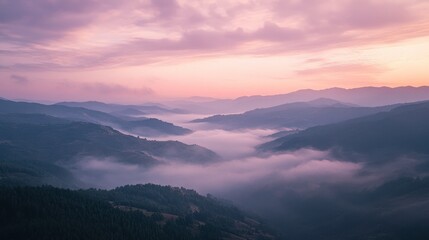 Misty Mountain Sunrise  Serene Landscape Photography