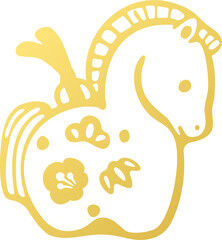 年賀2026　年賀状　2026　令和八年　土鈴　午年　午　馬年　馬　うま年　ウマ　手描き　イラスト