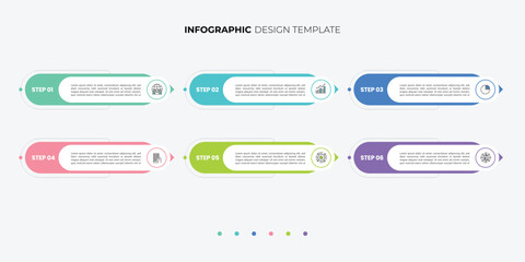 Obraz premium 6 process infographic arrows design template. Planning, Marketing, Strategy and Business presentation.