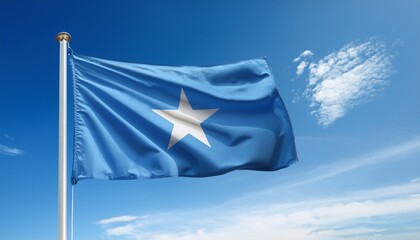 somalia flag waving on blue sky background