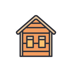 Minimalist Illustration Of A Cozy Cabin With Transparent Background