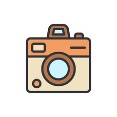 Retro Camera Icon With Rounded Design Elements On Transparent Style