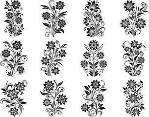 Ornament silhouette Hand drawn dividers Page Décor Tribal Corners vector art 