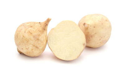 Jicama root and cut half 