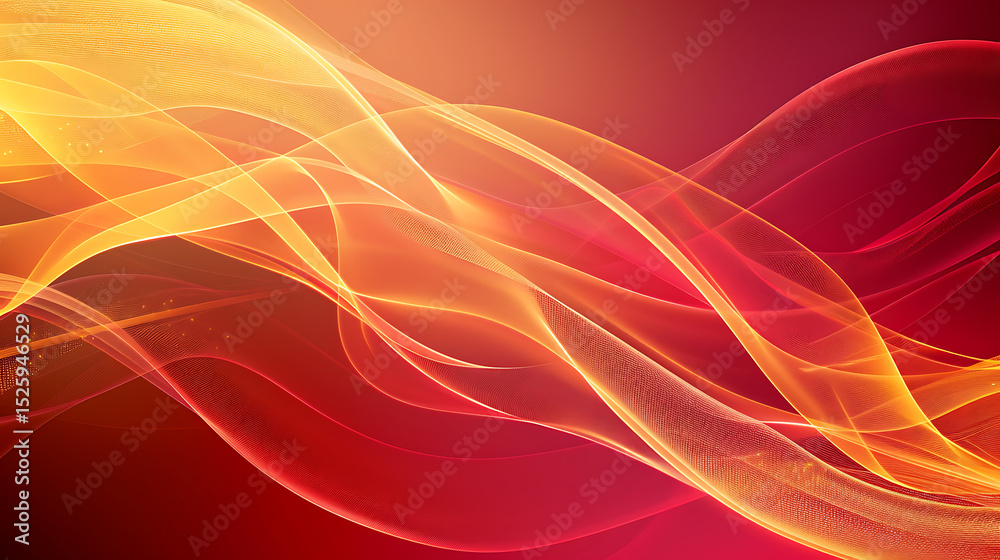 Poster abstract flowing waves of orange and red create a dynamic and modern background with a sense of move