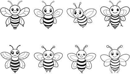 Eight cool bees wearing sunglasses vector illustration