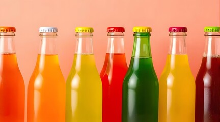 Colorful Soda Bottles on Pink Background