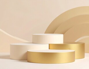 Beige and gold geometric podiums