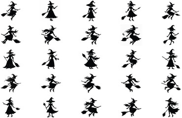 Collection of witch silhouettes for halloween