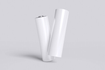 White A-A battery with grey background color for mockup template