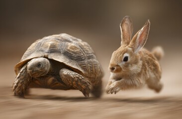 Tortoise and rabbit race comparison on ground