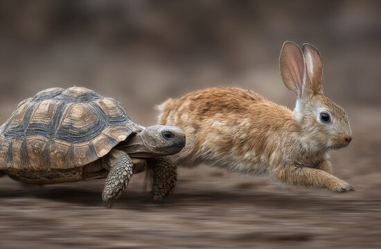 Hare and tortoise competition illustration