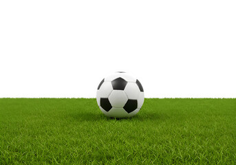 Obraz premium Grass with a soccer ball isolated on white or transparent background. PNG