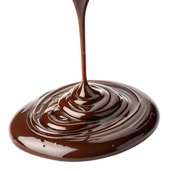 Melted chocolate flow isolated on white background