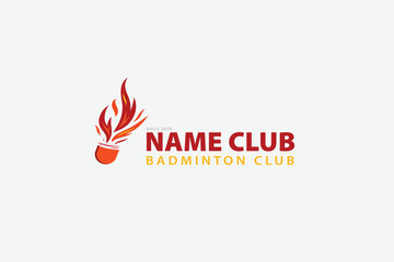 Fire shuttlecock logo vector, badminton club