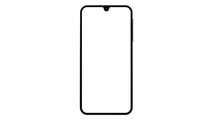 Modern black smartphone with blank horizontal screen isolated on white background. PNG.