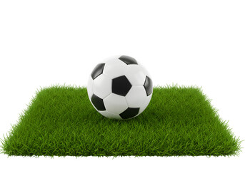 Obraz premium Grass with a soccer ball isolated on white or transparent background. PNG