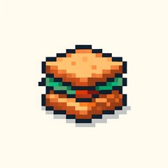 Fototapeta premium Pixel Art Sandwich on White Background