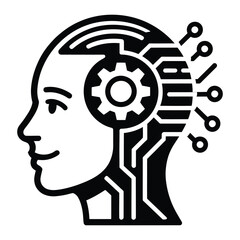   Artificial Intelligence Human Head with Circuit Board – Technology and Innovation Concept