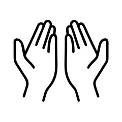 Obraz premium Simple Lineart Praying Hands Gesture Silhouette Religious Worship Symbol