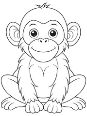 Baby Bonobo Coloring Page Cute Primate Illustration For Kids