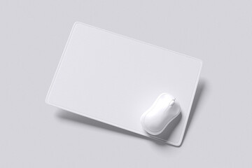White mouse pad with grey background color for mockup template © Rielismee