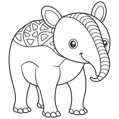 Brazilian Tapir Coloring Page Adorable Animal Illustration For Kids