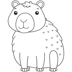 Capybara Coloring Page Cute Animal Illustration For Kids