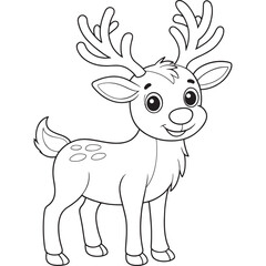 Caribou Cartoon Drawing Coloring Page For Kids Fun