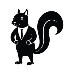 Squirrel in a Suit Black Silhouette Illustration