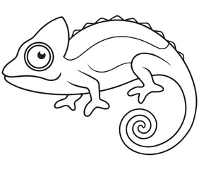 Chameleon Cartoon Drawing Educational Coloring Page For Kids