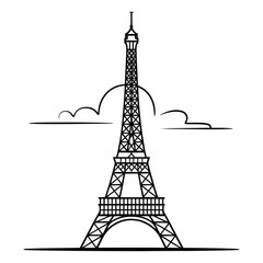 Fototapeta premium Eiffel Tower Icon – Symbol of Paris, France in Minimal Line Art
