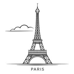 Obraz premium Eiffel Tower Icon – Symbol of Paris, France in Minimal Line Art