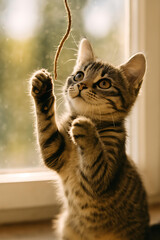 Naklejka premium bengal cat on a wooden table