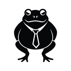 Black and white frog wearing a tie